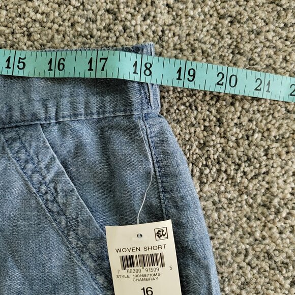 ***Karen Scott Women's Relaxed Fit Cotton Utility Pocket Shorts 16 Chambray*** - Picture 5 of 11